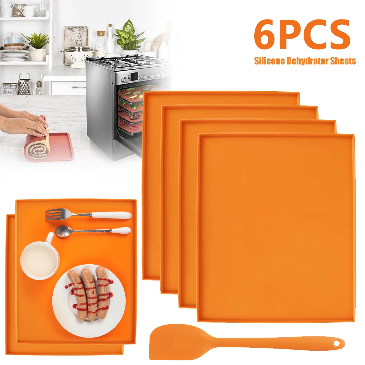 Dehydrator Mats Baking Mat 6PCS for Fruits Meat Vegetables