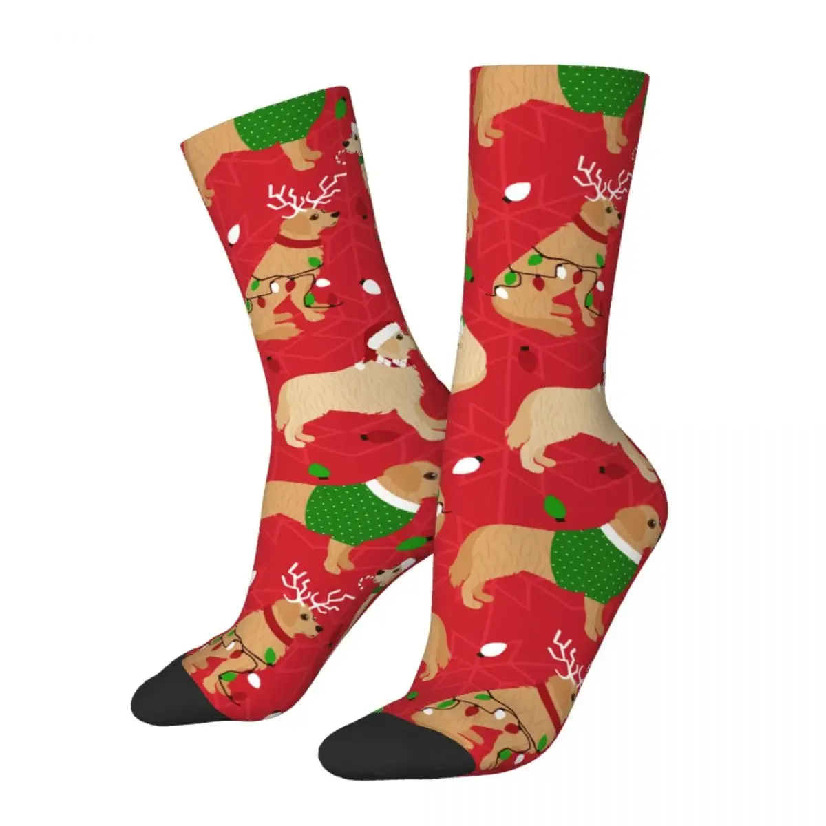 

Christmas Golden Retriever Dog Socks Men's Women's Polyester Fashion Socks Crazy Spring Summer Autumn Winter Stockings Gifts
