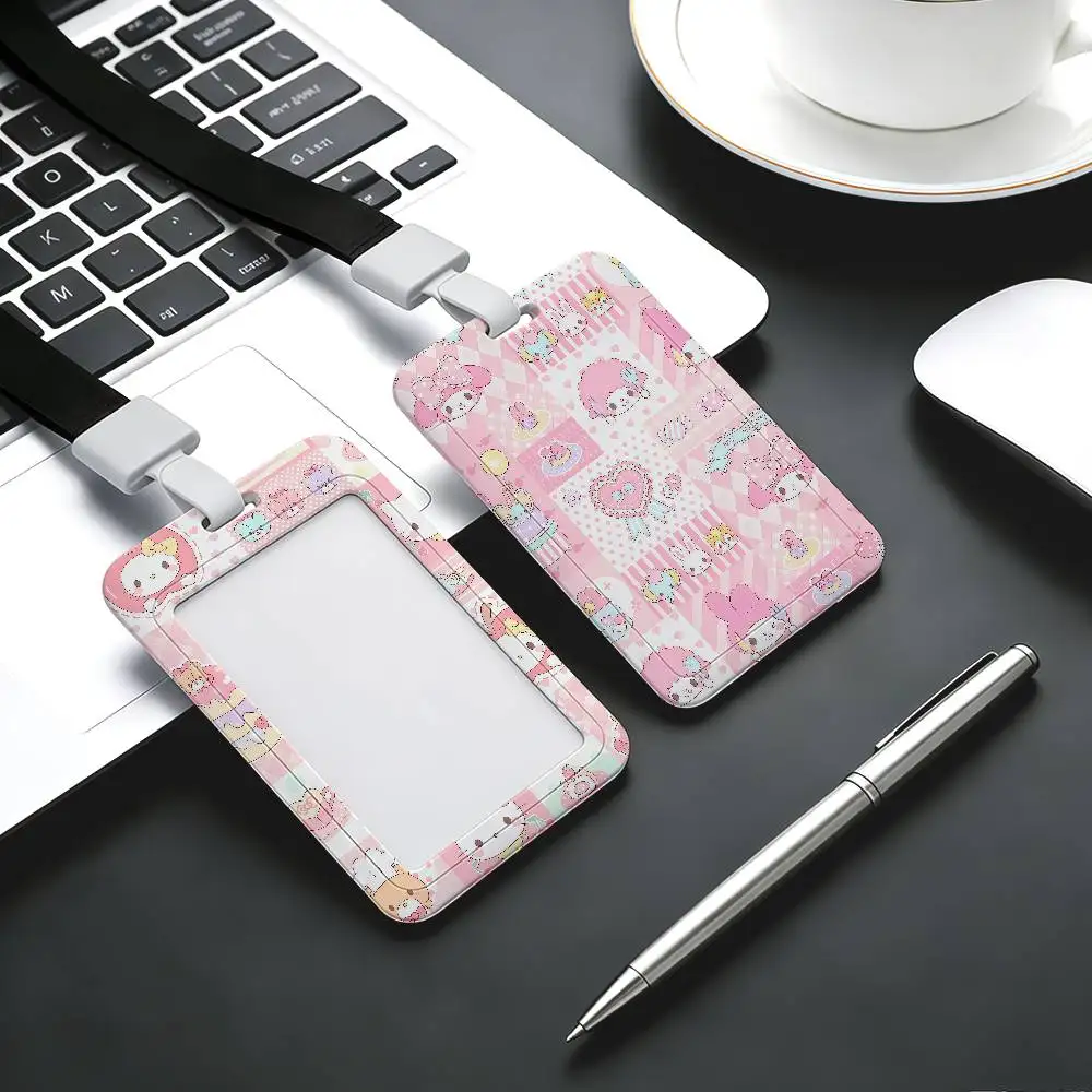 귀여운 핑크색 맥시멀리즘 버스 지하철 카드케이스 헬로키티 플라스틱 마이멜로디 워크홀더 학생 식사카드 커버 여성 남성용