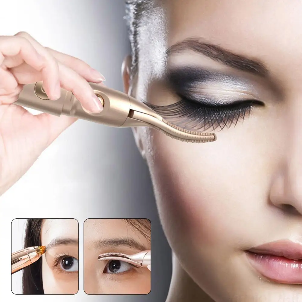 Ergonomic Eyelash Curler Portable Usb Rechargeable Electric Eyelash Curler Eyebrow Trimmer Quick Heating 2-in-1 Multifunctional