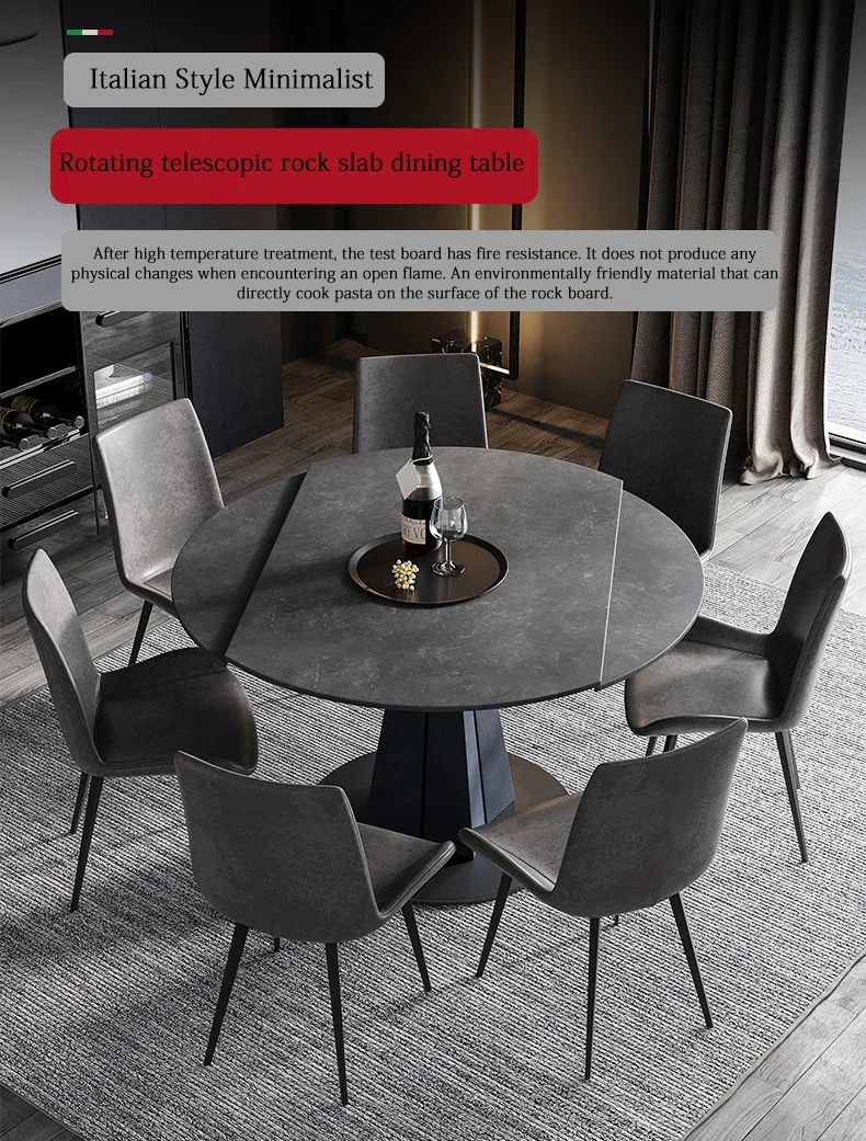 Description Picture 2 of itemEuropean-Style Dining Room Sets Slab Round Dining Table Modern Minimalist Multi-Function Mesas De Jantar Hotel Furniture