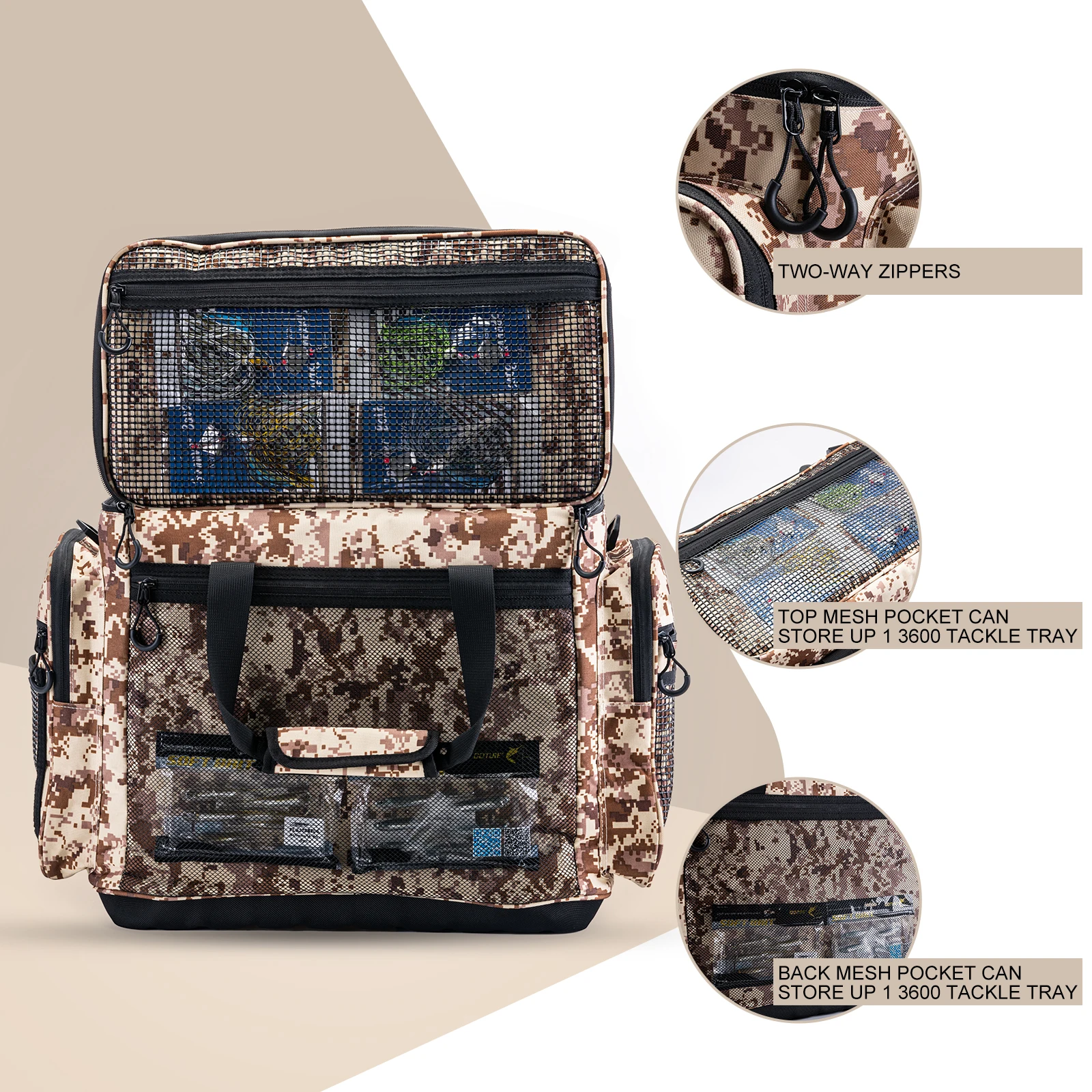 ILure Large Fishing Sports Bags Multifunctional Waterproof Carpfishing  Tackle Tools Bag Backpack 40cm*20cm*20cm Camouflage Pesca