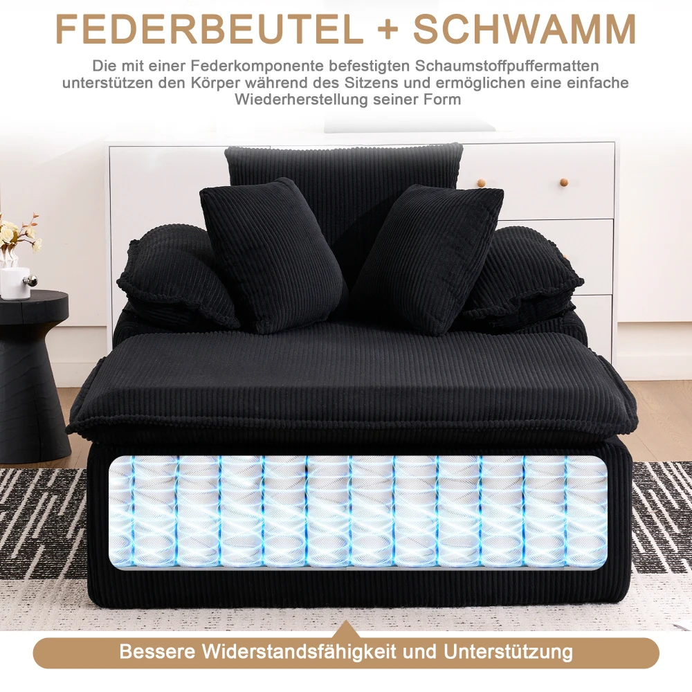 Modernes, bequemes Lese-Liegesofa mit breiten Armlehnen, keine Montage erforderlich, Sitzmöbel für das Wohnzimmer im Innenbereich – Detail 35