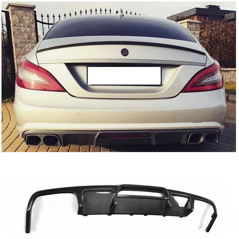 

For Mercedes Benz CLS Class W218 CLS300 350 CLS63 AMG Sport 2012-2017 Real Carbon Fiber Rear Bumper Lip Diffuser Spoiler