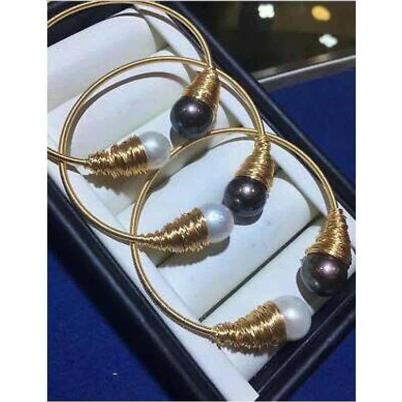 

Beautiful AAA 12mm Bla White South Sea Natural pearl Bracelet