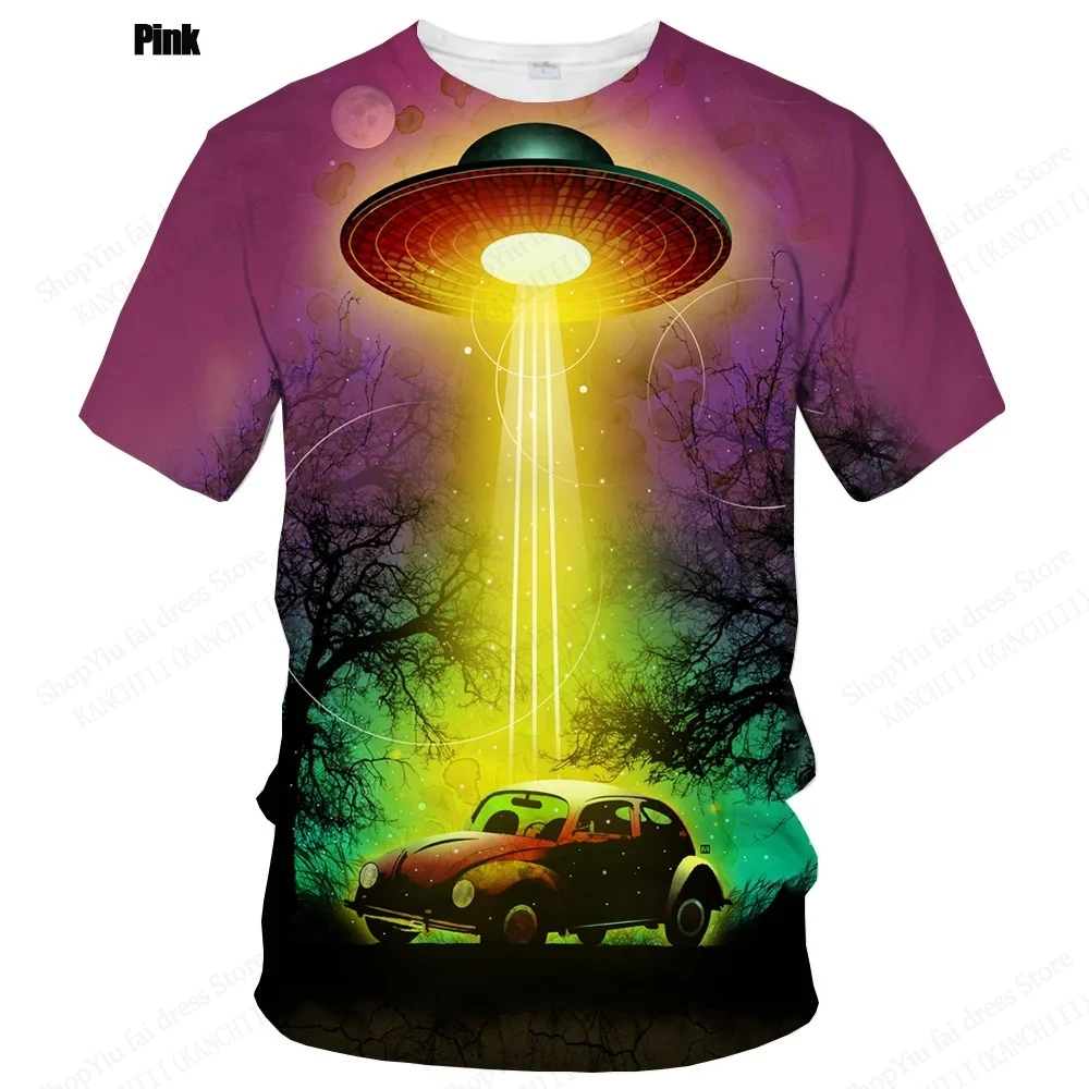Men's Funny Alien 3D Print Crew Neck T Shirt