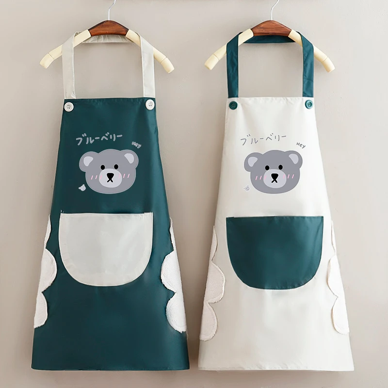 Kitchen apron household female fashion cute Japanese waterproof and oil proof can wipe hands working cooking adult customized