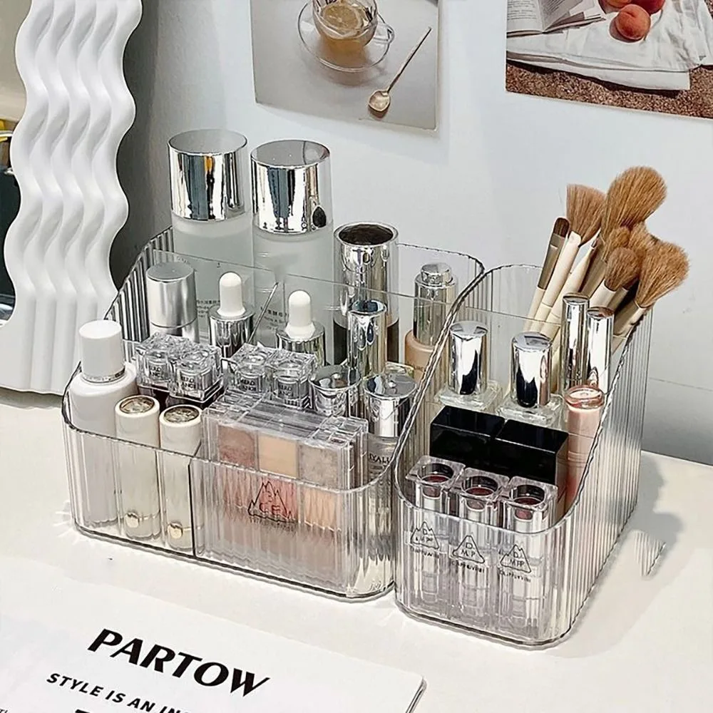 Transparent Makeup Organizer New 3/4-Slot Plastic Vanity Case Lightweight Washable Cosmetics Storage Rack 2