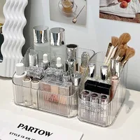 Transparent Makeup Organizer New 3/4-Slot Plastic Vanity Case Lightweight Washable Cosmetics Storage Rack 2
