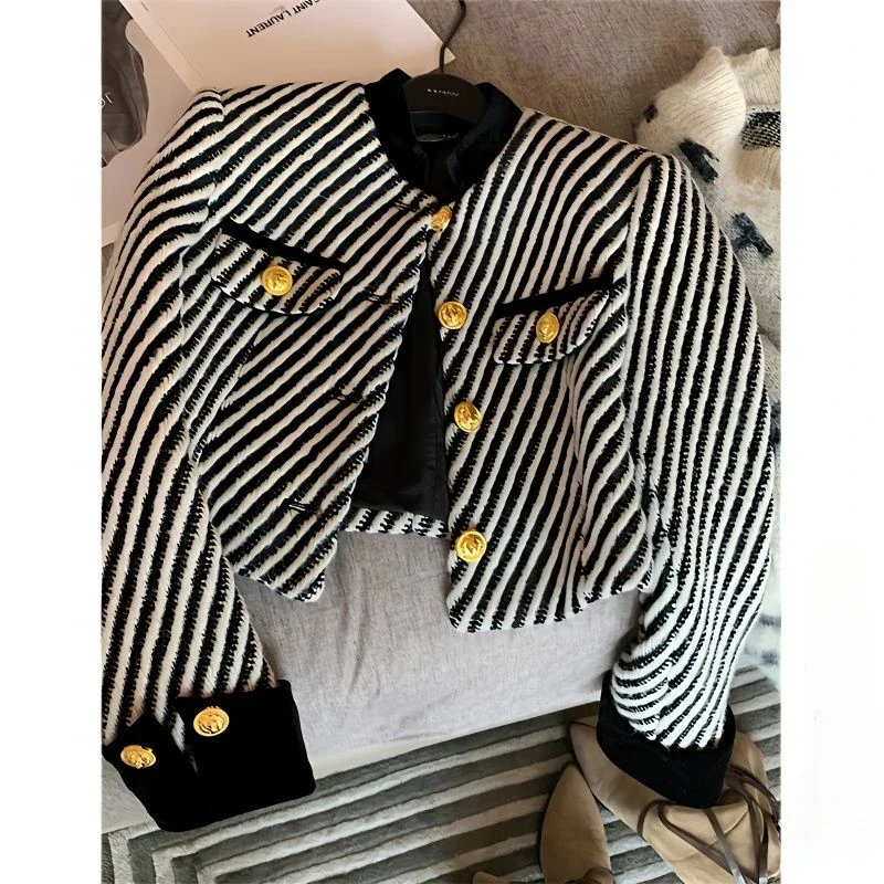 

Женское шерстяное пальто в клетку Orwindny, Элегантная короткая весенняя куртка в Корейском стиле, новая маленькая короткая одежда