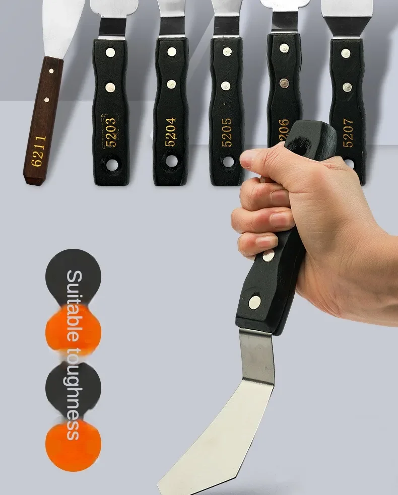 5 Spatole Pittura In Acciaio Inox - Set Per Olio, Acrilico, Acquerello, Con Manico Legno - Foto 8