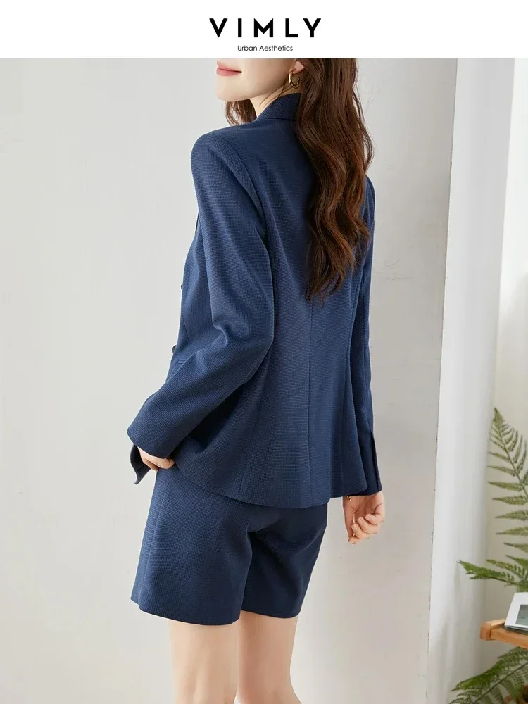 Vimly 2024 Spring Women's Suit Office Lady Long Sleeve Blazer Jackets Loose Straight Short Pants Professional Matching Set V8129