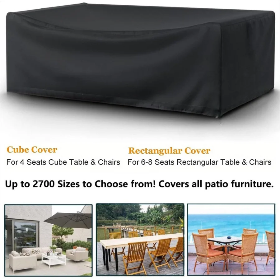 Durable Waterproof Outdoor Furniture Dust Cover - Multi-Size Rectangular Design