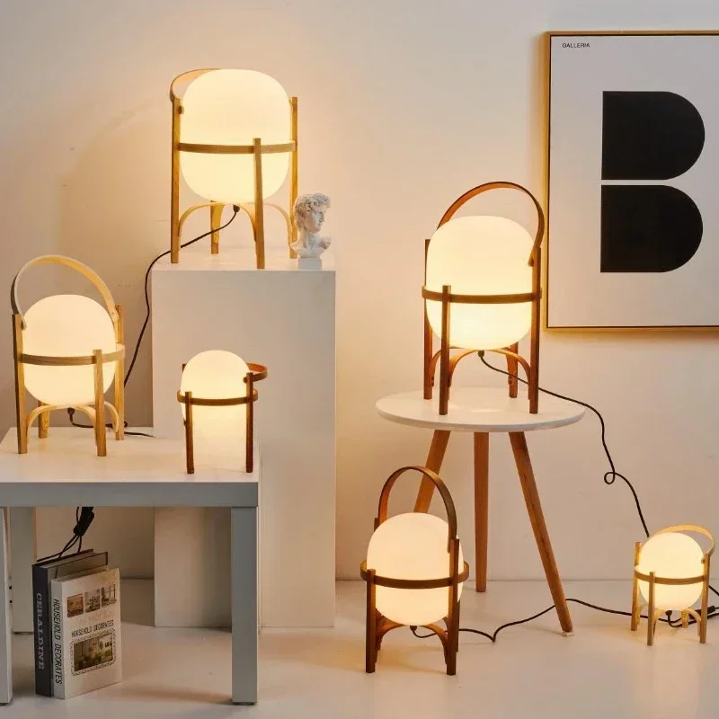 

Nordic Designer Zen Wood LED Desk Lamps Modern Glass Study Bedside Table Light Living Dining Room Home Decor Lighting Fixtures