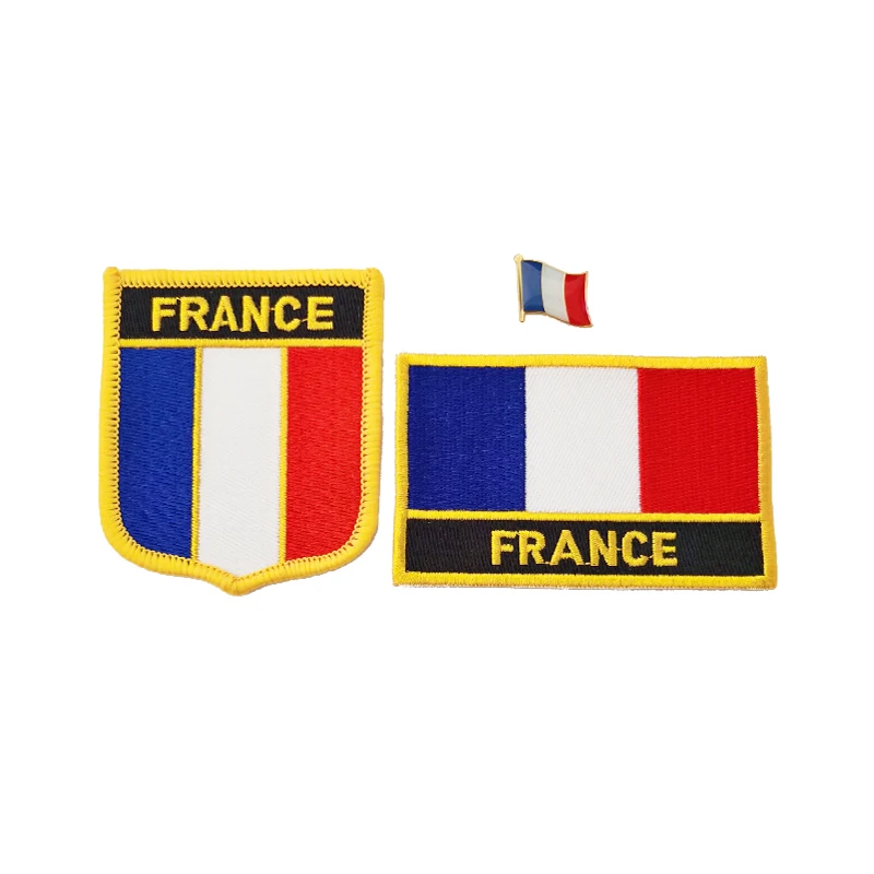 France National Flag Embroidery Patches Badge Shield And Square Shape Pin One Set On The Cloth Armband   Backpack  Decoration images - 6