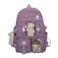 Sweet Cute Nylon Backpack for Women Classic Causal Designer Girl Backpack Bag Doll Pendant Fashion School Bag for Girl 6