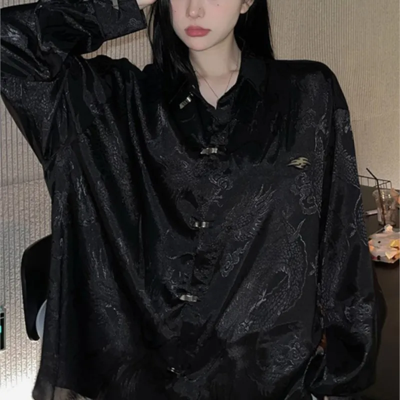 Shirt Women's New Dark Abstinence Series Mercerized Long-Sleeved Design Sense Niche Cardigan Top