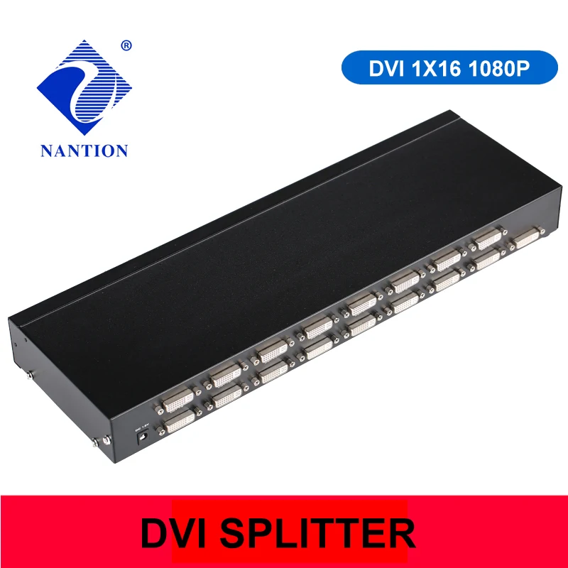16 포트 DVI 분배기, 듀얼 링크 DVI-D 1X16 분배기 어댑터 분배기, HD 카메라용 암 커넥터 5V 전원
