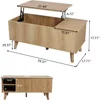 Wooden Fluted Lift Top Coffee Table with Hidden Compartment, Modern Rectangle Center Tables with Adjustable Storage Shelf, Lift 2