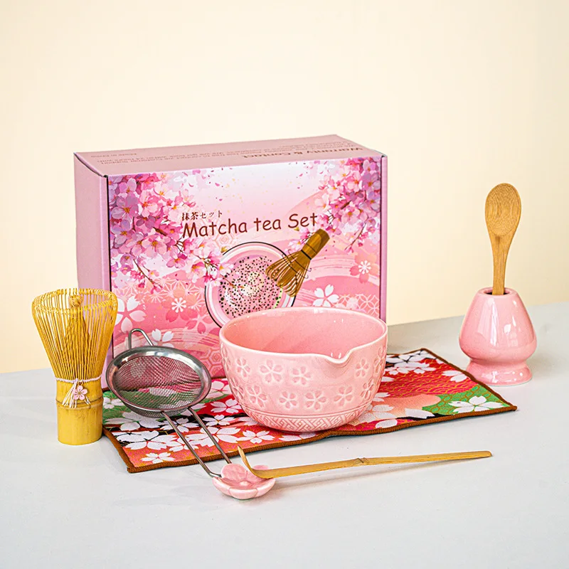Kit Matcha Con Frusta E Accessori In Bambù Set Per Matcha Giapponese - 4 Pezzi Con Frusta In Resinoso, Cucchiaio E Paletta In Bambù, Porta Frusta, Colore Blu Kit Matcha Frusta Bambù