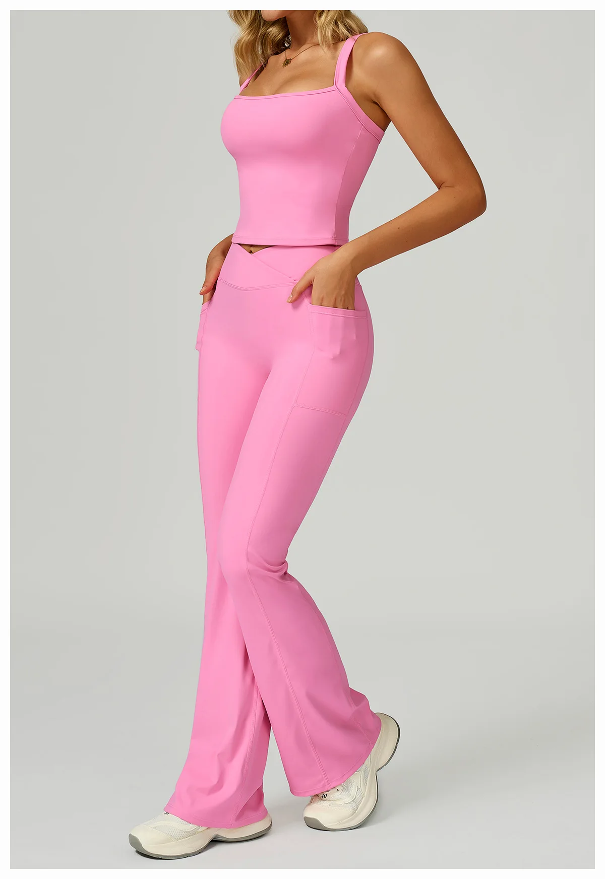 Pantalon Yoga Évasé Taille Haute Femme