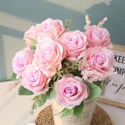 Elegant Rose Bouquet: Artificial Floral Arrangement for Weddings, Parties, and Home Decor (Pink)