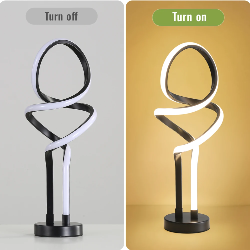 Small Unique Bedside Dimmable LED Table Lamp with Plug, Modern Desk Lamp for Girls Room, Living Room, Dresser 6