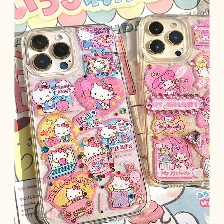 

Sanrio Phone Case For Hello Kitty Silicone Soft Cases for IPhone 13 14 Pro Max Cover 15Plus Phone Shell For IPHON Phone Case For