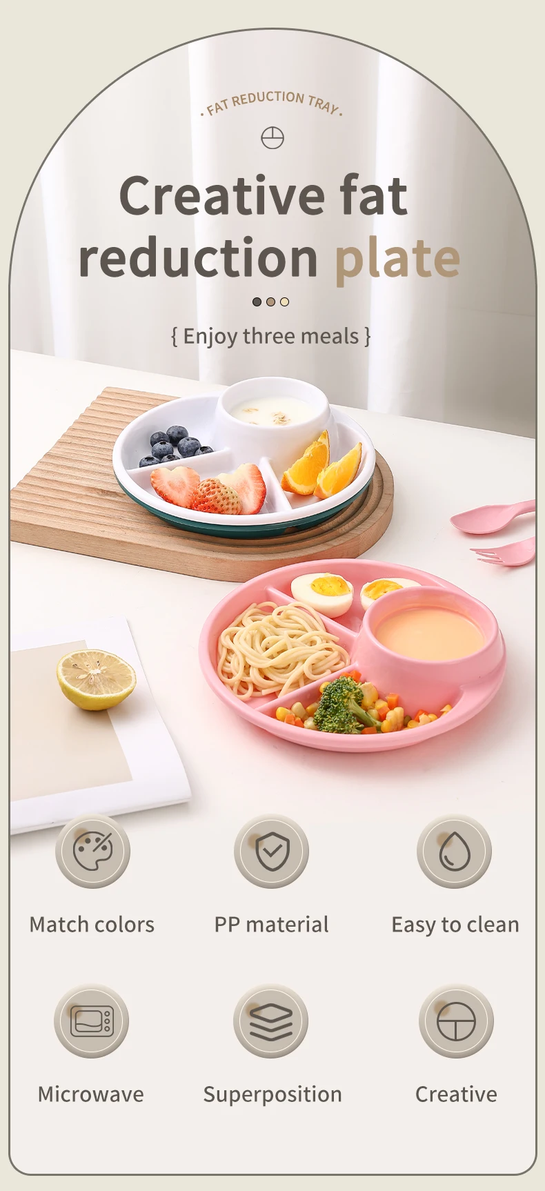 Round Plastic Food Plate Salad Plate 1-Pcs