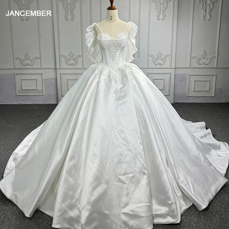

Jancember Popular Design Luxury Wedding Dresses For Women 2024 Bride Spaghetti Straps Beading Embroidery Robe De Mariée DY6717