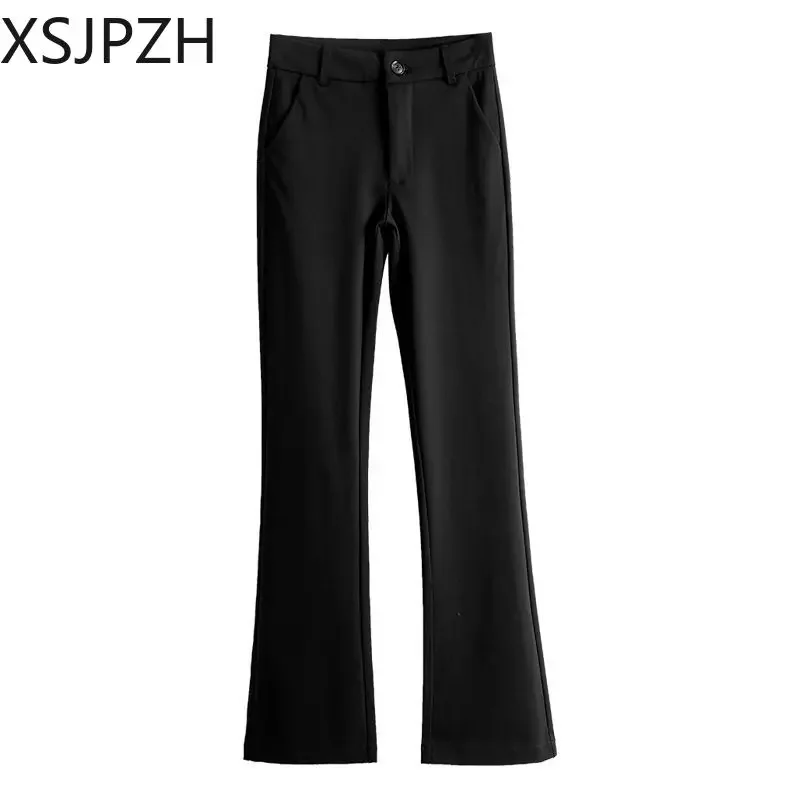

S-4XL Women's Tailoring Trousers Spring Autumn New Slim High aisted Casual Versatile Temperament Ladies Slight Flared Trousers