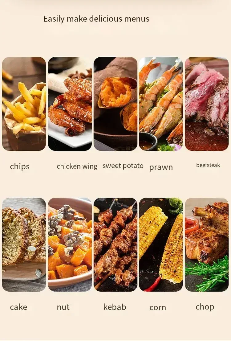 5L Voice control Visible Air fryers Home multifunctional intelligent chip machine Full-automatic electric Airfryers fryer 6