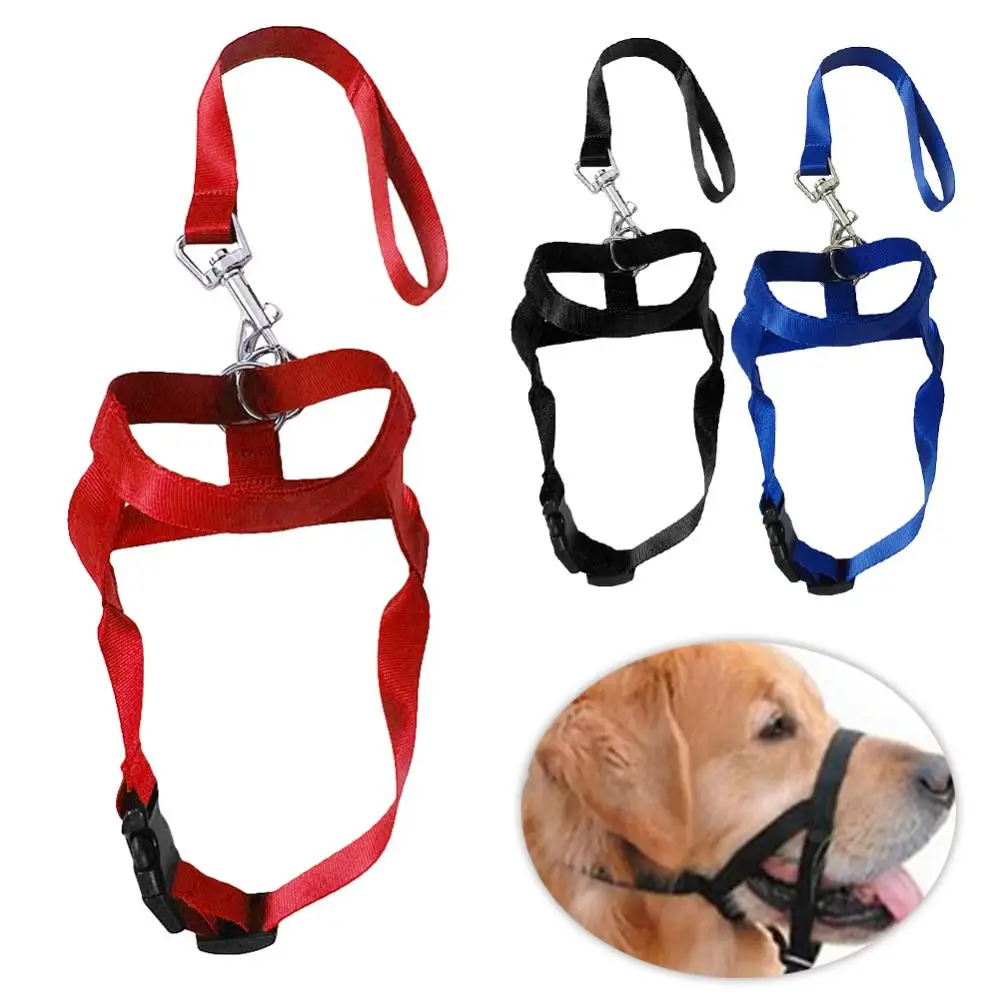 Anti Bite Adjustable Leader Belt Dog Pet Collar No Pull Bite Straps Harness Head Collar Muzzle Halter Training Leash