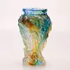 Luxury 3D Glass Vase Vivid Fish Lotus Flower Table Living Room Decor Home Garden Crystal Crafts Signify Fortune Richer Surplus 6