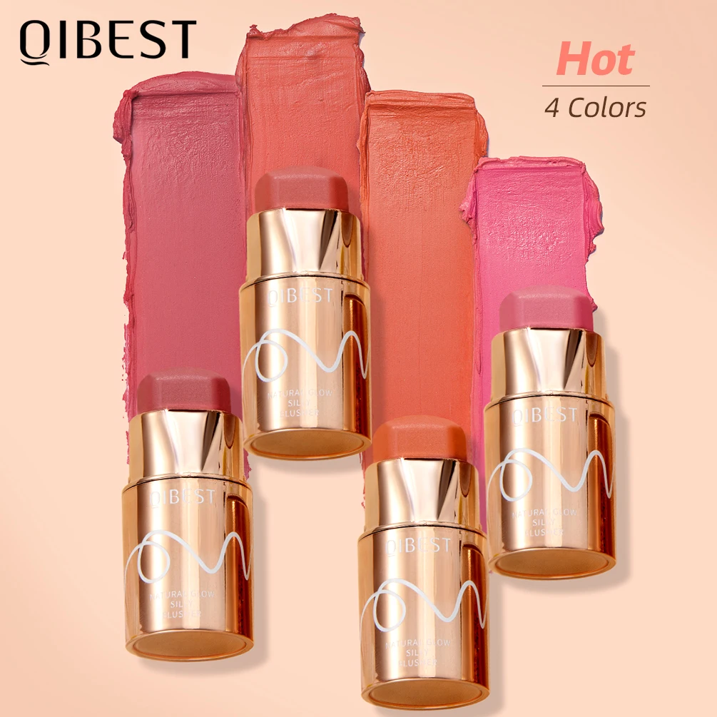 Face Blush Matte Lipstick Waterproof Long Lasting 3 In 1 Lipstick Blusher Eyeshadow Makeup Stick Multifunct QIBEST Cosmetics blush stick,facial blusher