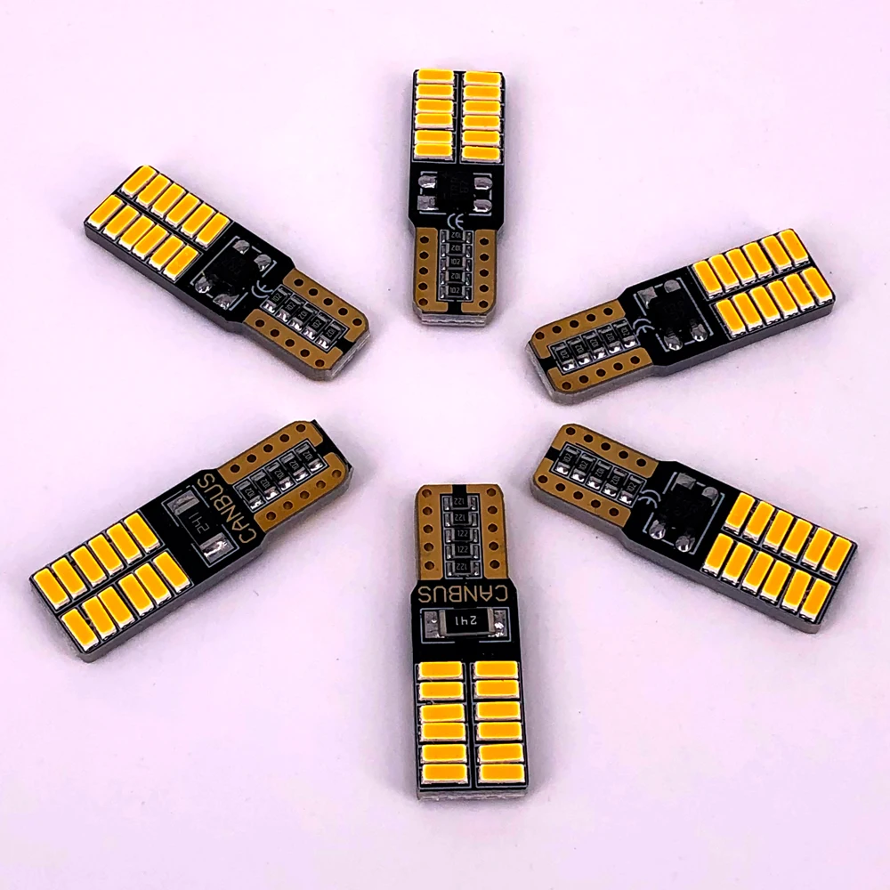 

100 шт. T10 4014 24 SMD Автомобильная Внутренняя купольная лампа для чтения багажника стандартный сигнал автомобиля боковая лампа с клиновидным цоколем 12 В постоянного тока