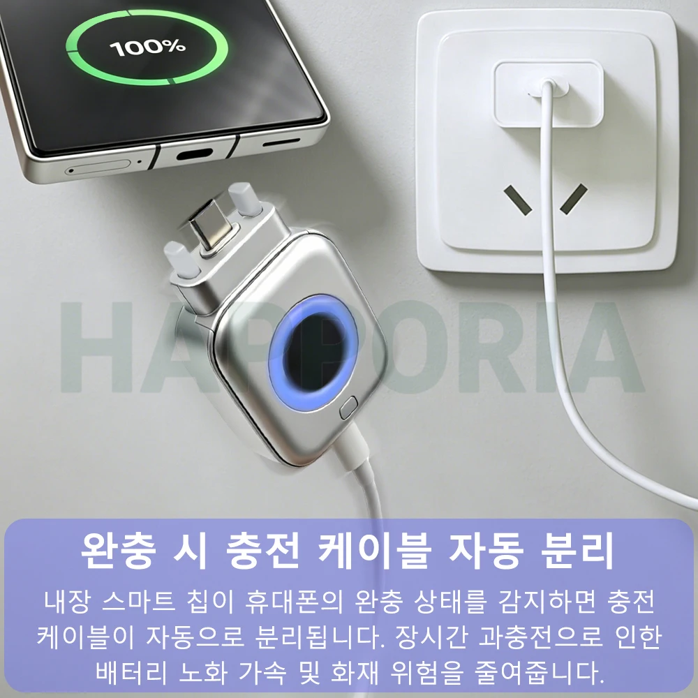 HAPPORIA 140W USB C 스마트 자동 충전 차단 어댑터 과충전 보호 완충 자동 분리 고속 충전기 휴대폰 태블릿 노트북용