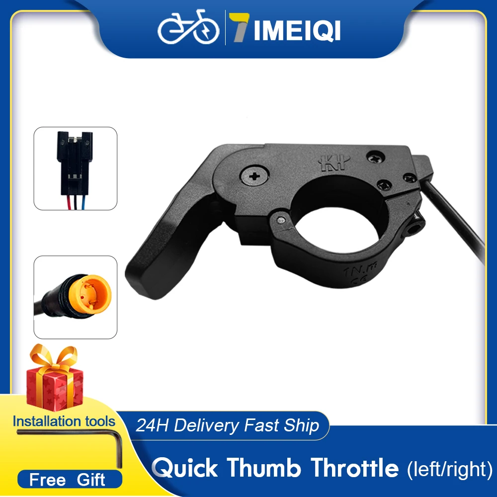 

Quick Thumb Throttle 3Pin Waterproof Plug Left/Right Handle Throttle 12V-72V Universal voltage For E Bikes or Electric Scooter