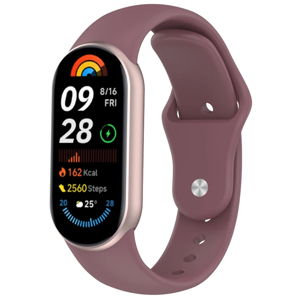Durable Silicone Fitness Tracker Strap in Solid Color with Reverse Buckle