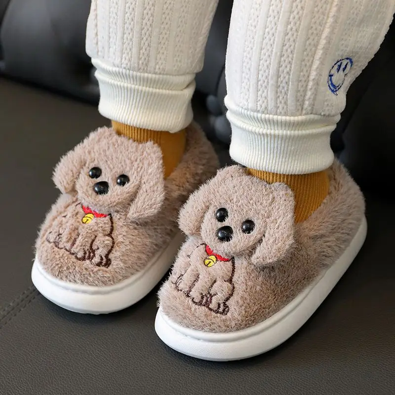 Autumn winter children's warm shoes cute animals and dogs slippers to be home child apartment boys girls plush Fluffy slippers