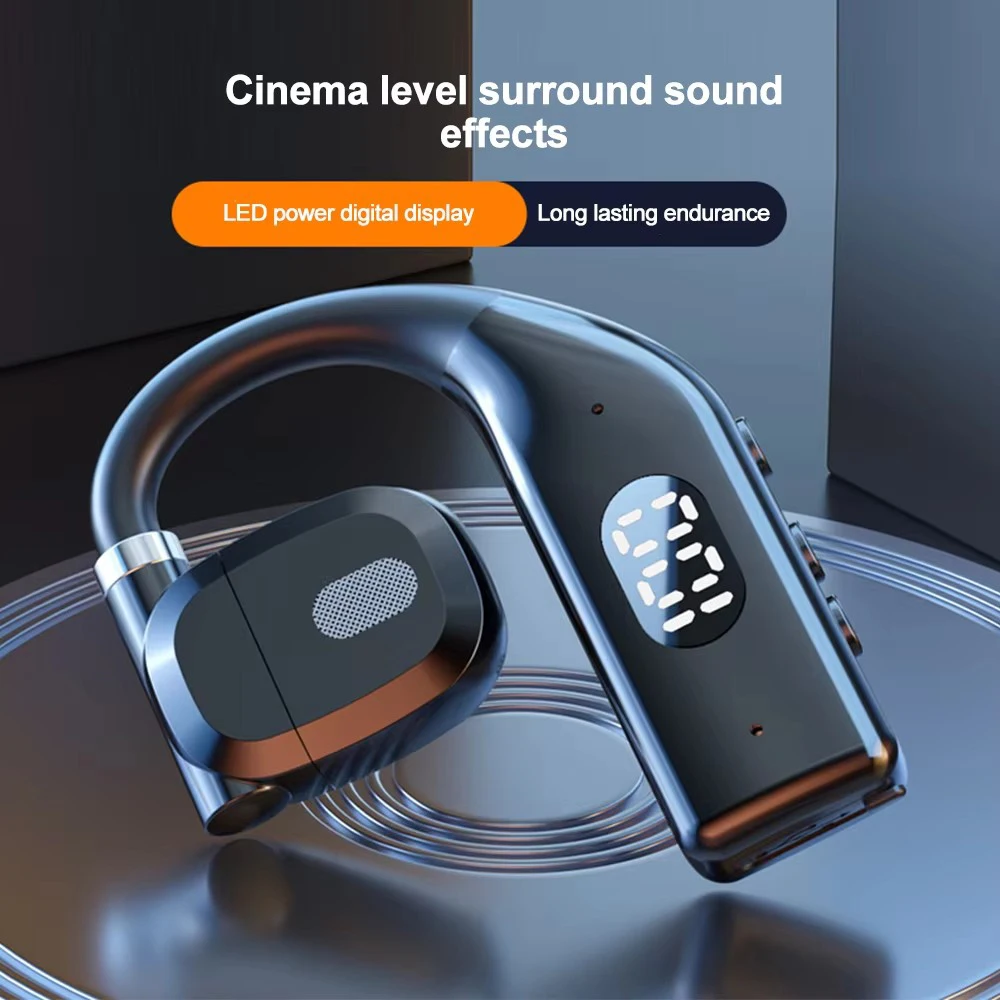 LED Single Earphones Long Standby Business Headphones Waterproof Mono Headset Outdoor Call Bluetooth 5.3 Wireless Earbuds 3