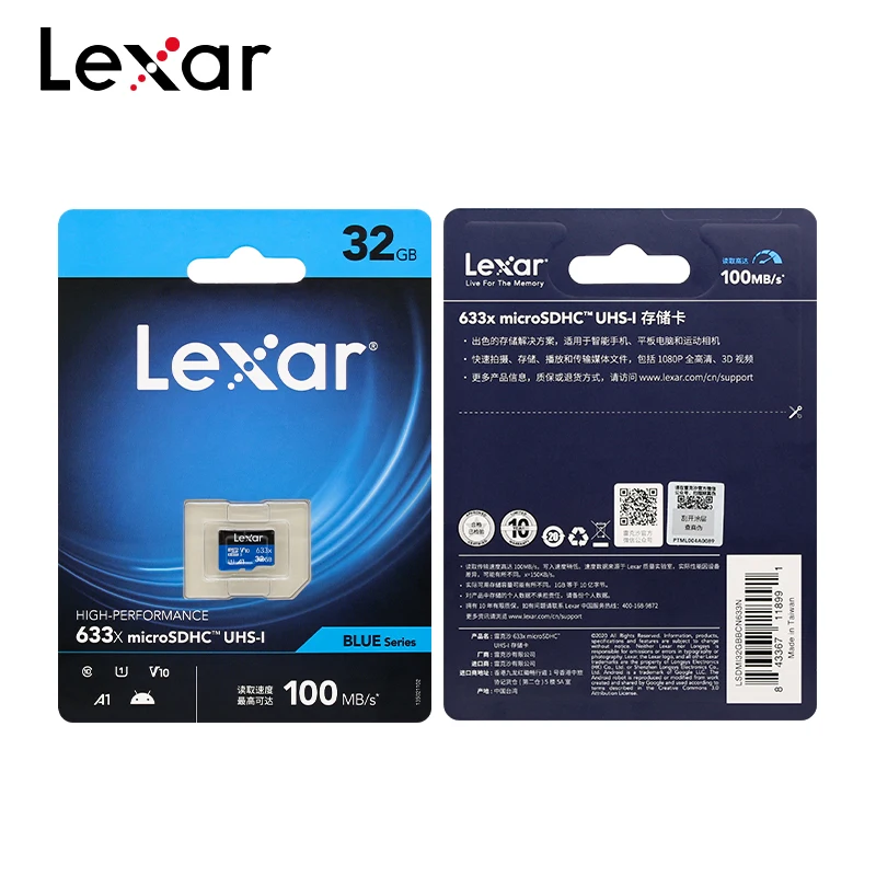 Lexar ޸ ī, Ŭ 10 ũ SD ī, U1 UHS-I V10 TF Microsd, 32GB, 64GB б ӵ, ִ 95 MB/s, 25 /Ʈ