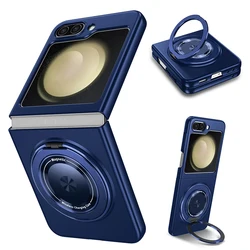 Magnetic Wireless Charging Phone Case with 360° Rotating Stand, Shockproof & Anti-Scratch Protection for Galaxy Z Flip 3 (Dark Blue)