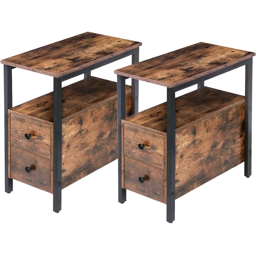 

Corner Table End Tables Set of 2 Living Room Narrow Side Table Auxiliary Tables for Living Rooms Narrow Nightstand With Drawers