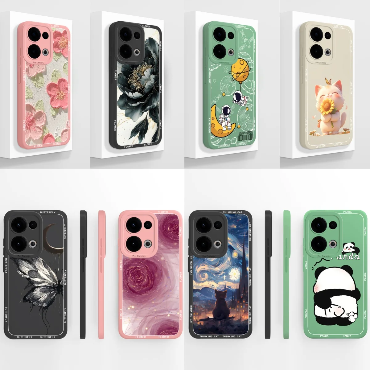 Cute Cat Panda Soft Liquid Silicone Phone Case - Full Coverage Anti-Drop Back Cover