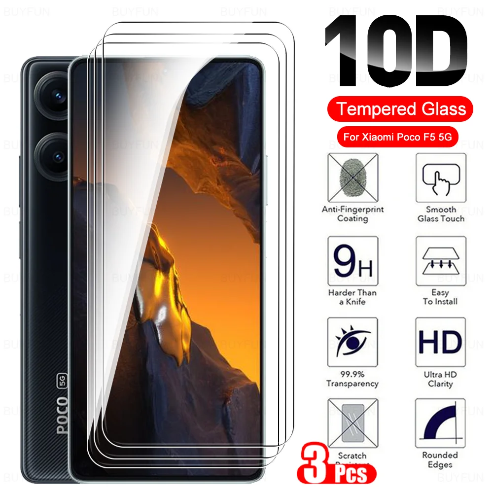 

3 шт., Защитная пленка для Poco F5, Защитное стекло для экрана 2023, PocoF5 Pro, Little F 5, F5Pro, PocoF5Pro, 6,67 дюйма, 5G, пленка из закаленного стекла