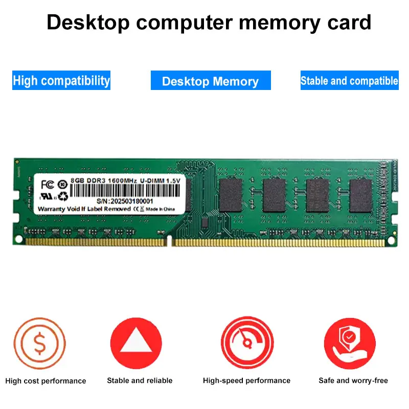 CeaMere DDR3 2개 데스크탑 범용 메모리, D3 4G/8G 1333MHz/1600MHz 메모리, PC 1.35V/1.5V U-DIMN 240핀 메모리 카드 도매