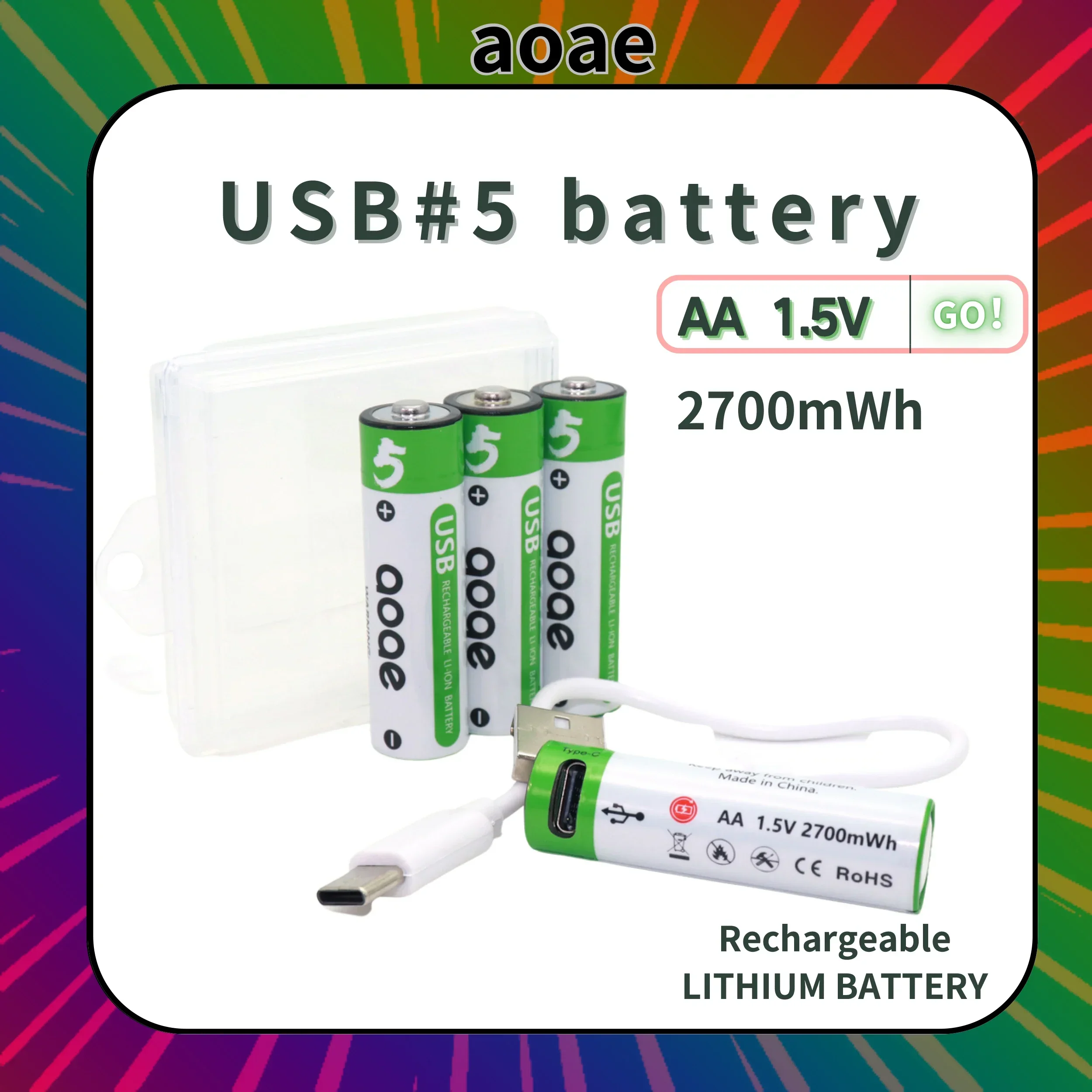 

AA rechargeable lithium battery charges 1200 times, USB charges 1.5V 2700mAh. Type-C interface can be used for calculators