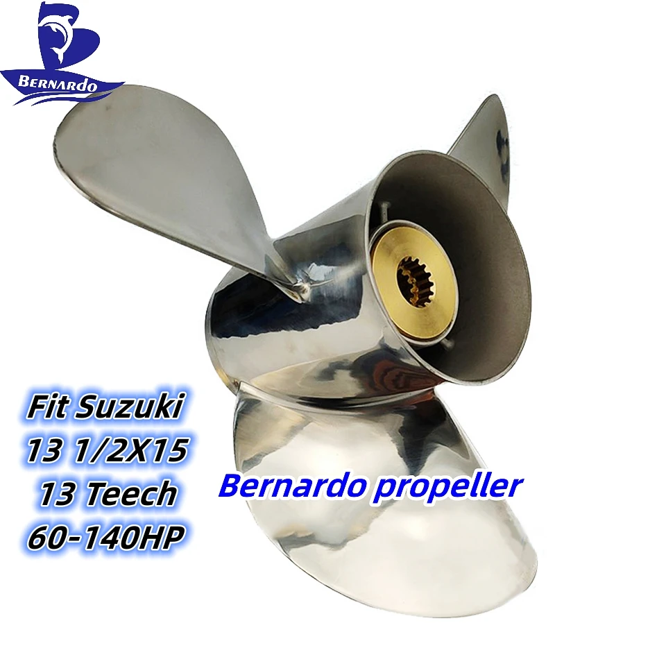 Bernardo Propeller 13 1/2X15 Fit Suzuki Outboard Engines DF60 DT75 DT85 DT140 Stainless Steel 13 Tooth Spline RH 58200-92J60-000 bernardo propeller 13 7 8x21 fit suzuki outboard engines df60 dt75 dt85 dt140 stainless steel 13 tooth spline rh 58200 92j60 000