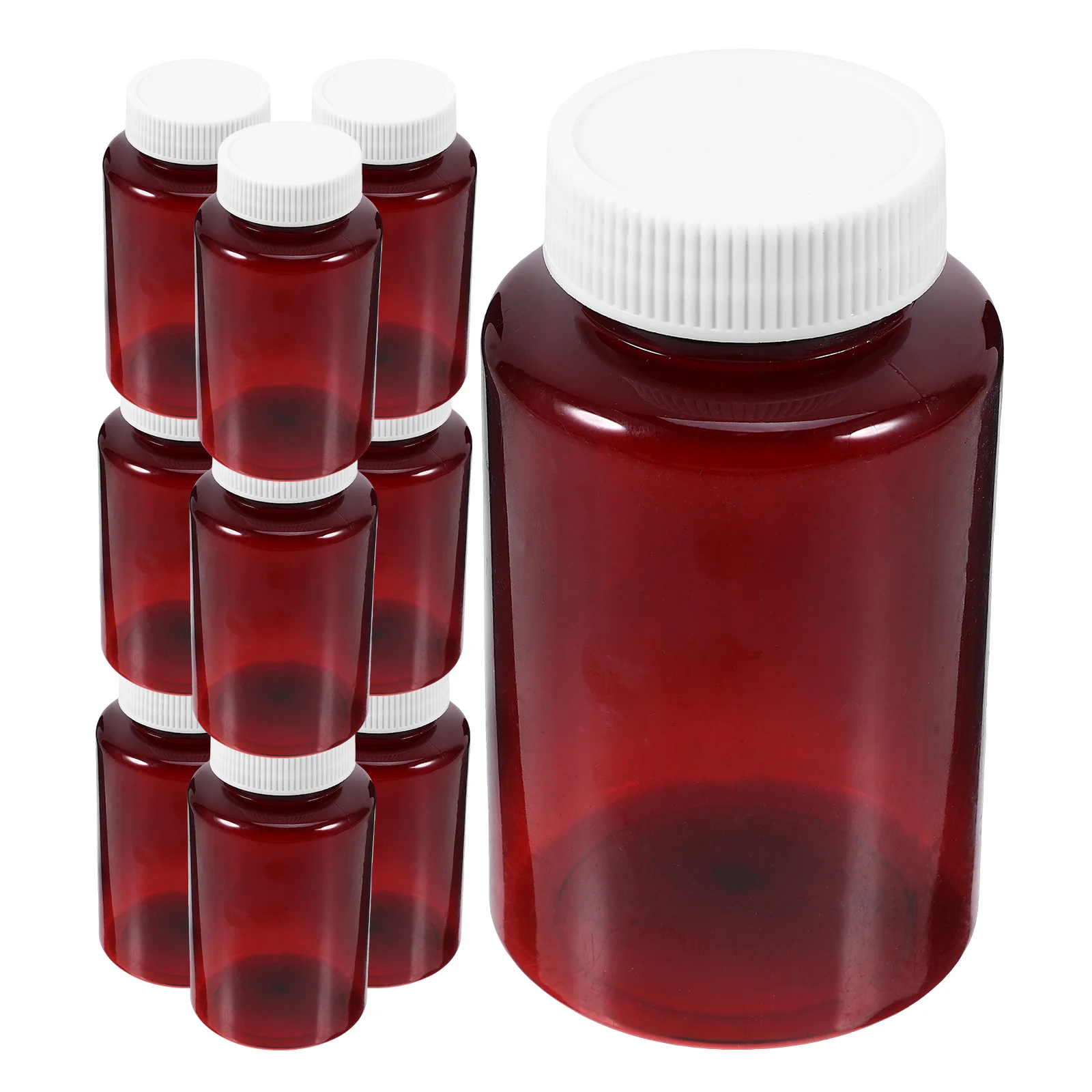 

12 Pcs Brown Plastic Bottle Empty Pills Medicine Bottles Container with Caps The Pet Storage
